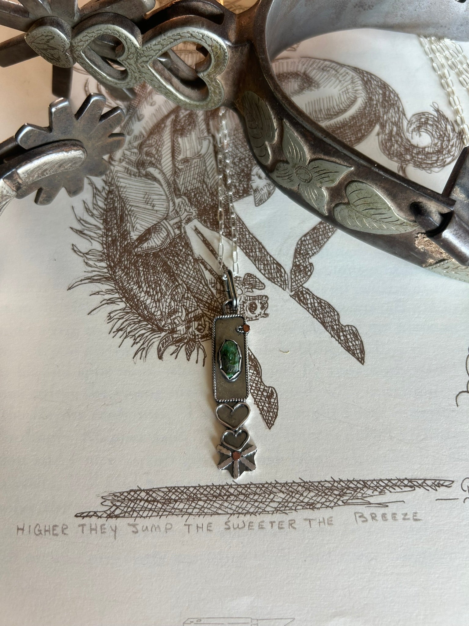 2-heart Chihuahua Spur Necklace