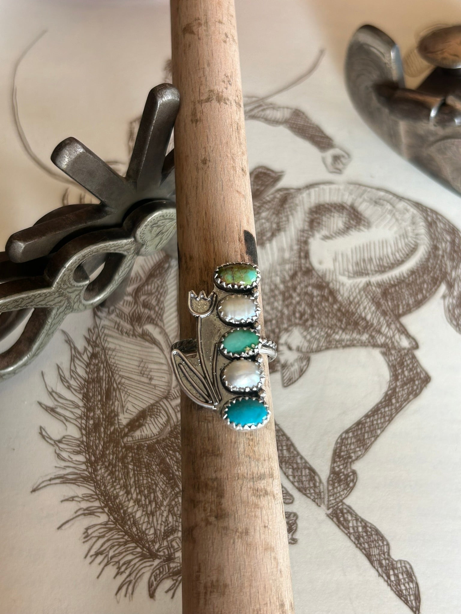 Size 7 Tulip n' Turquoise Ring
