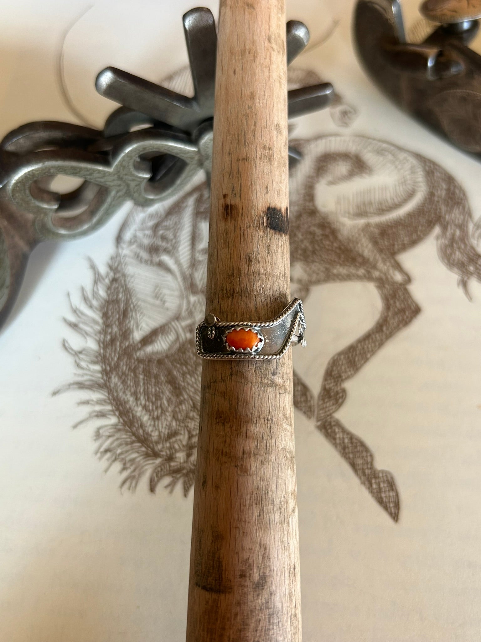 Orange Spiny Spur Ring- Size 7